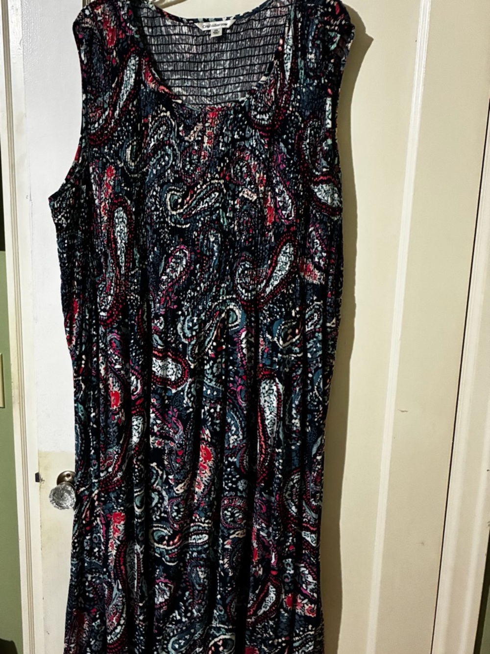 croft & barrow Black Paisley Maxi Dress with Pink & Blue Accents